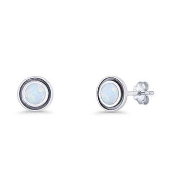 Minimalist 6.8mm Lab Created White Opal Bali Stud Earring 925 Sterling Silver Wholesale